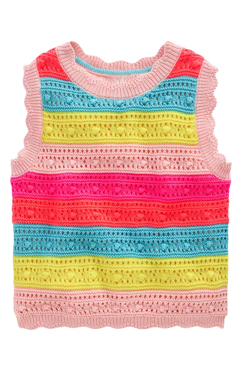Mini Boden Kids' Textured Knit Tank, Main, color, Neon Stripe