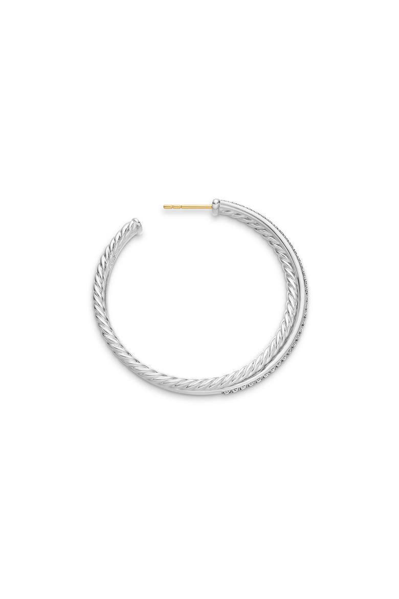Extra Large Crossover Hoop Earrings with Diamonds, Alternate, color, SILVER/ DIAMOND