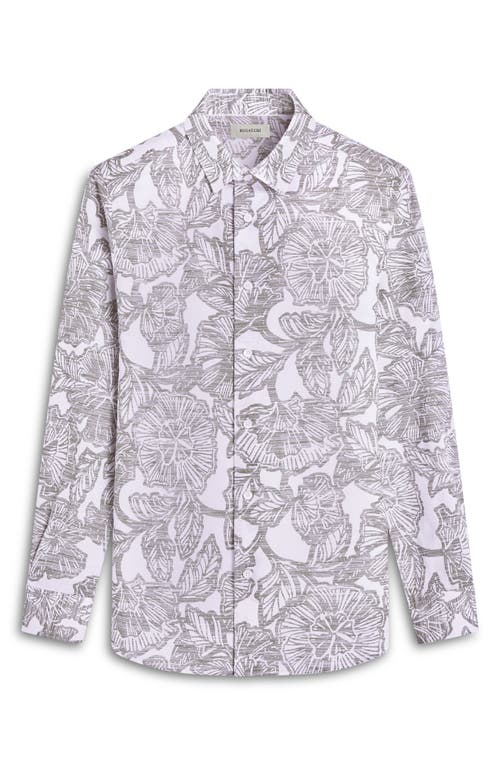 Bugatchi Julian Shaped Fit Linen Blend Button-up Shirt In Olive