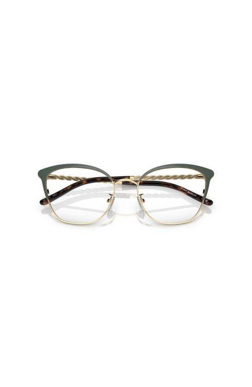 Tory Burch 53mm Square Optical Glasses In Gold