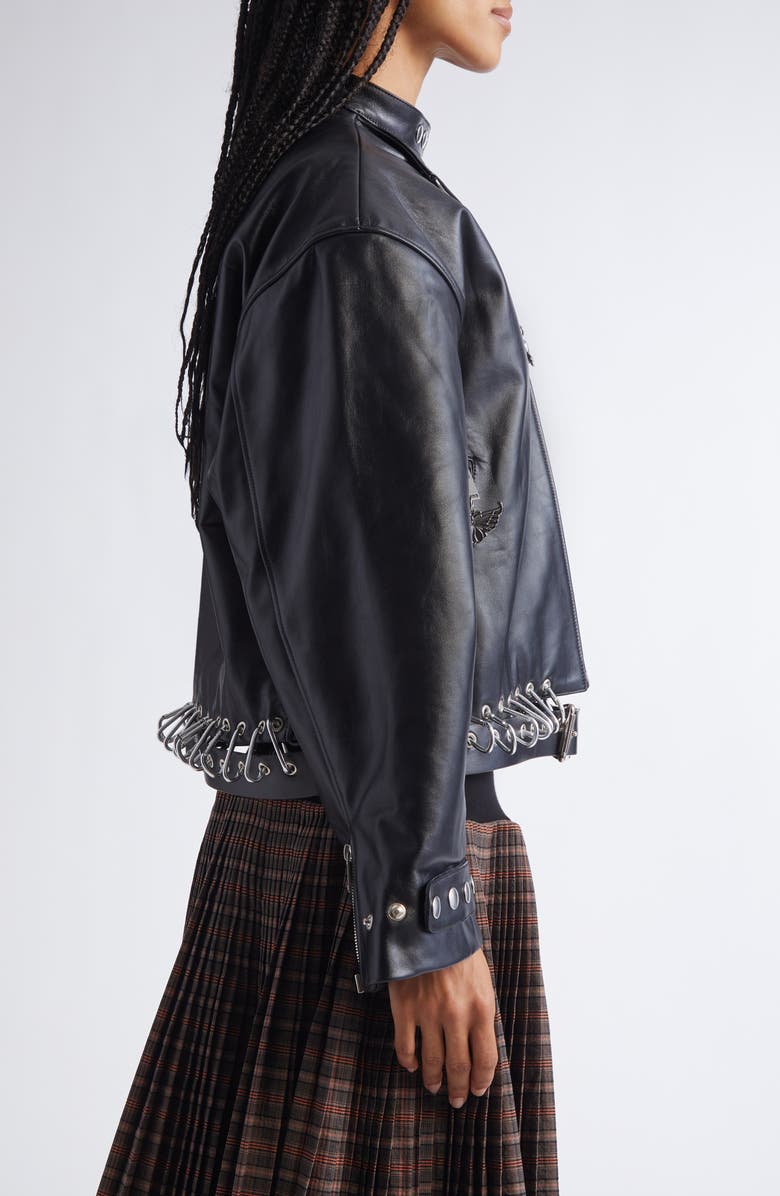 Chopova Lowena Broke My Brain Leather Jacket, Alternate, color, Black