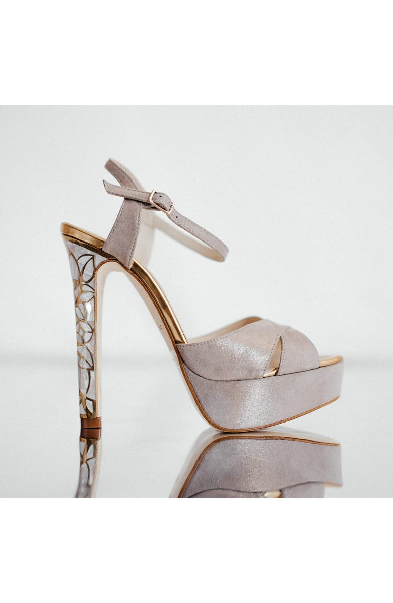 Freya Rose Rose in Bloom Ankle Strap Pearl Heel Sandal, Alternate, color, Taupe
