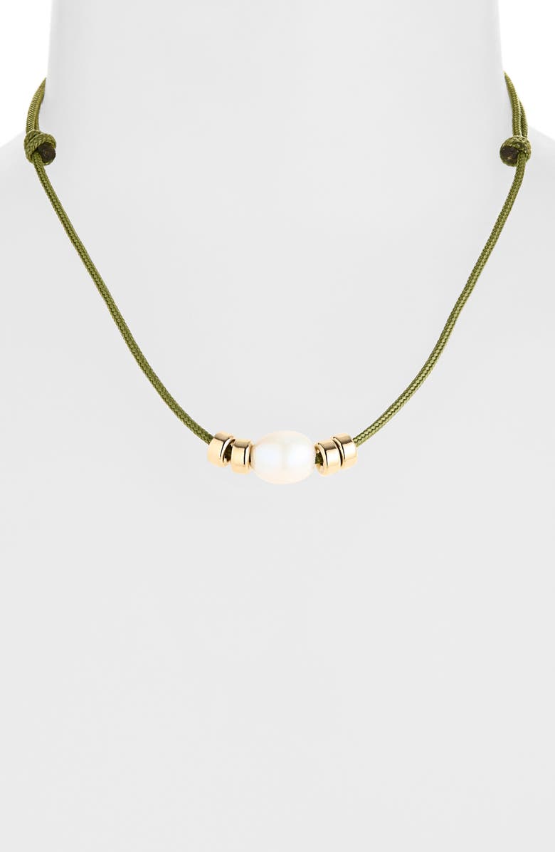 Zoë Chicco Baroque Cultured Pearl Paracord Necklace, Alternate, color, 14K Yellow Gold / White Pearl