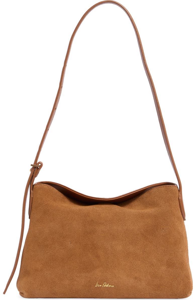 Sam Edelman Harlyn Suede Shoulder Bag, Main, color, Caramel