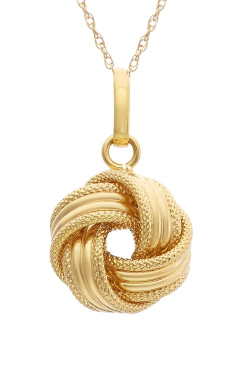 10K Gold Twisted Knot Pendant Necklace