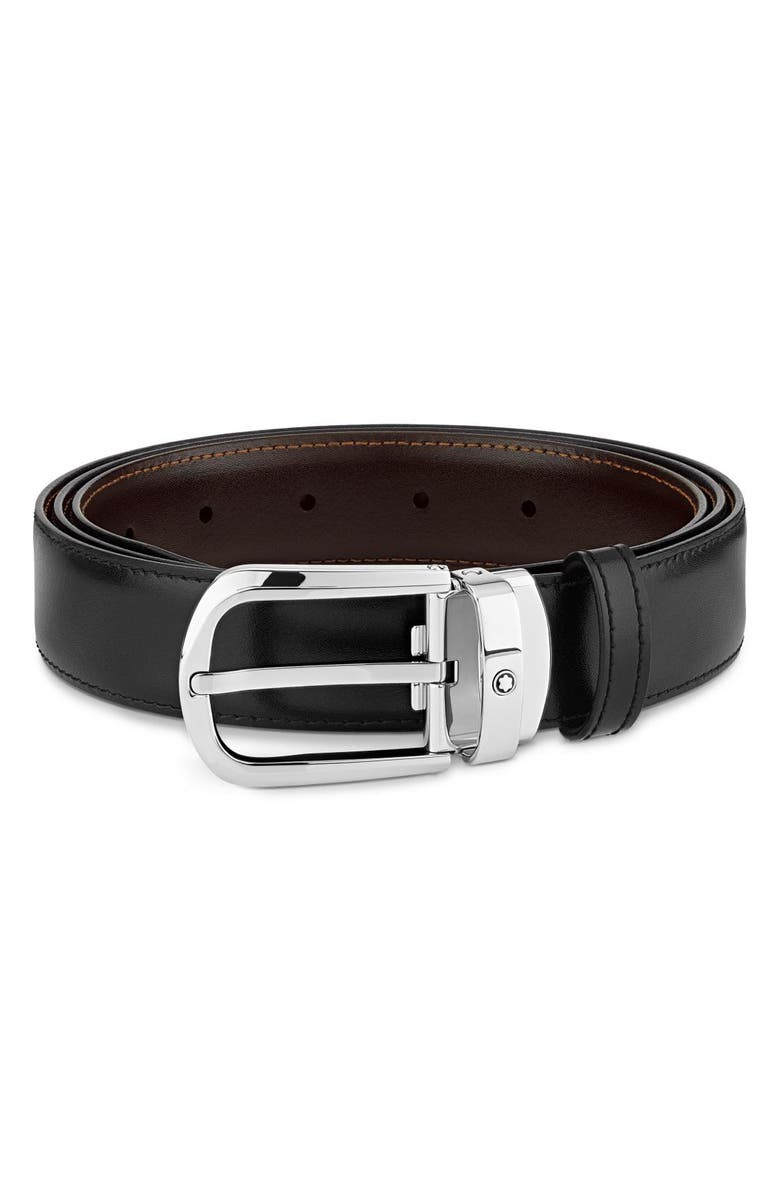 Montblanc Horseshoe Buckle Reversible Leather Belt, Main, color, 