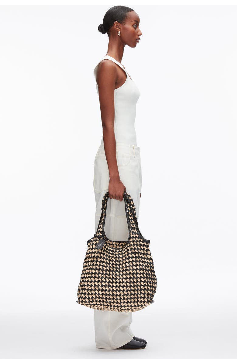3.1 Phillip Lim Crochet Raffia Market Tote Bag, Alternate, color, Black-Buckwheat