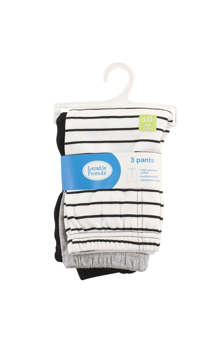 Luvable Friends Durable Cotton Pants, Alternate, color, Black Stripe