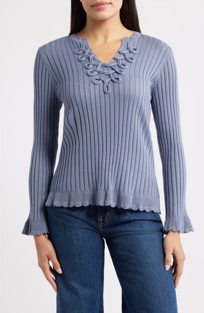 Wit & Wisdom Soutache Rib Sweater, Main, color, Blue Shadow