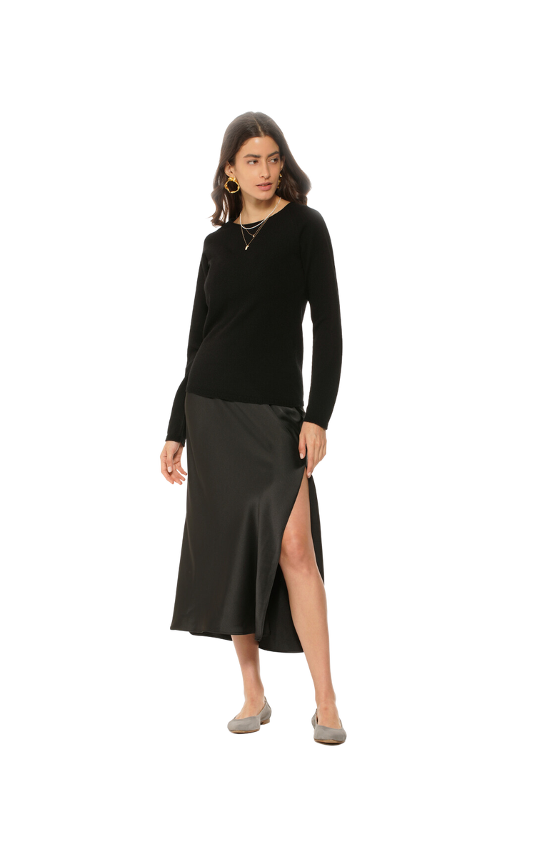 Monticelli Cashmere Ultralight Pure Cashmere Raglan Crewneck Sweater, Alternate, color, Charcoal