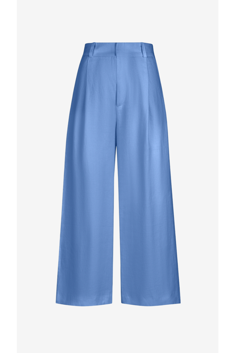 Linen Cropped Pleated Trouser, Alternate, color, Periwinkle Linen