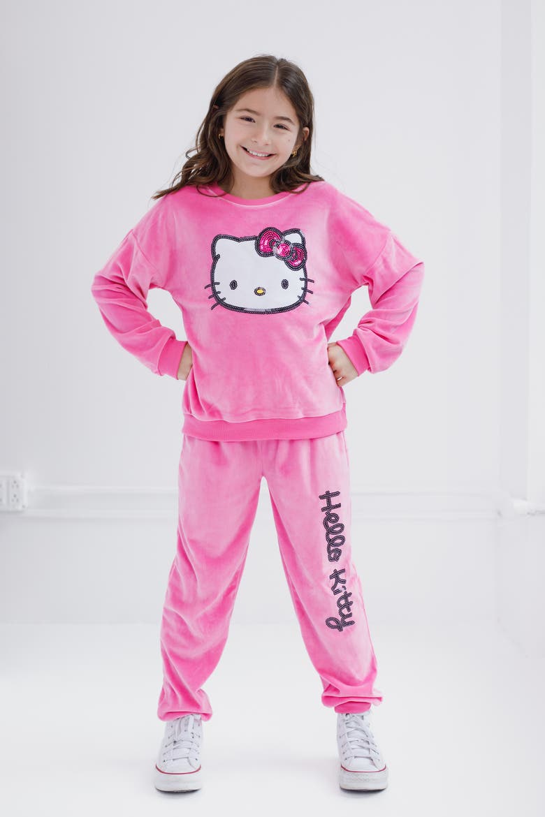 2-piece Sweatshirt And Joggers Set, Alternate, color, Hello Kitty Pink