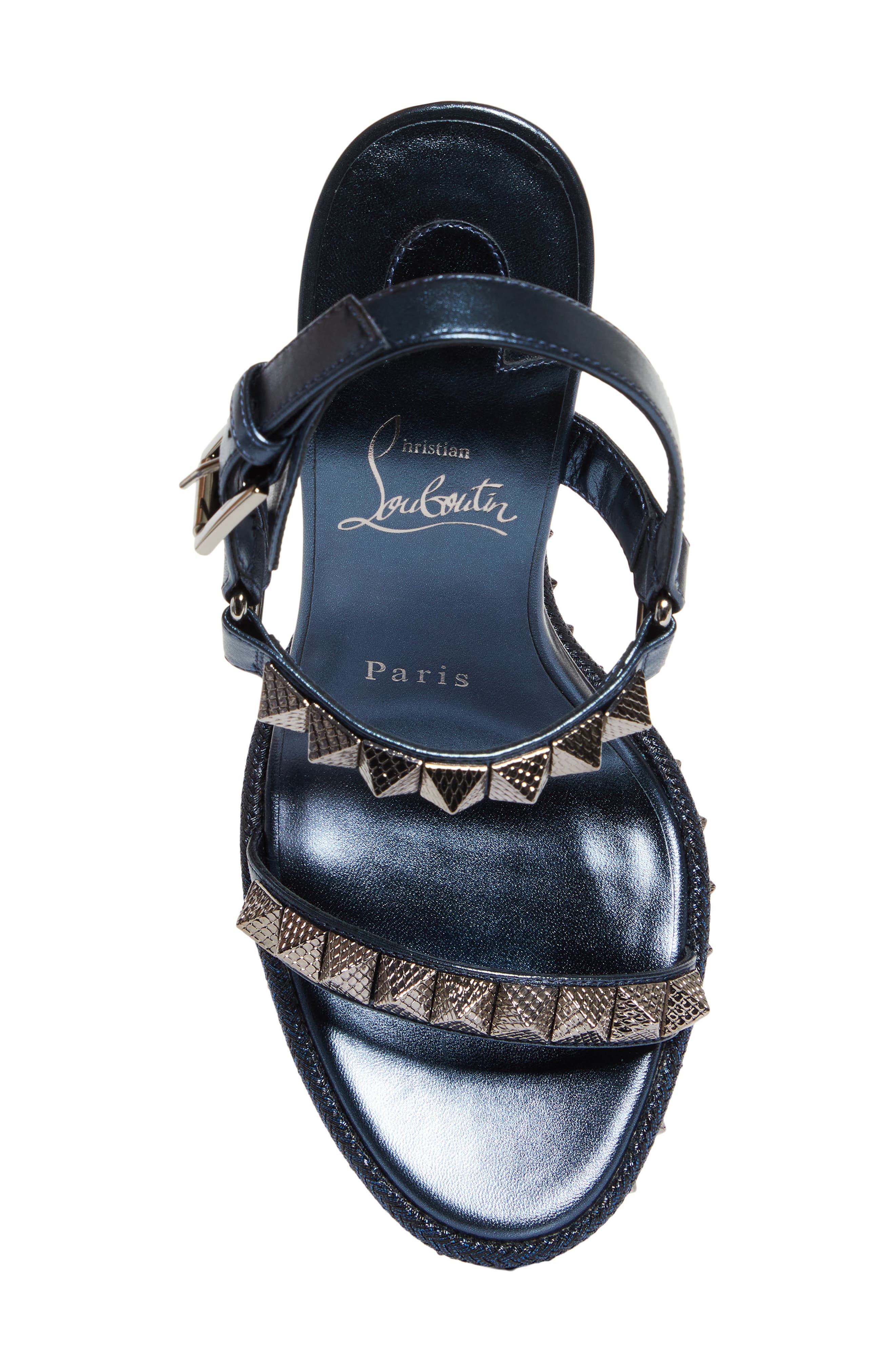 Christian Louboutin Pyraclou Wedge Sandal, Alternate, color, Last Night