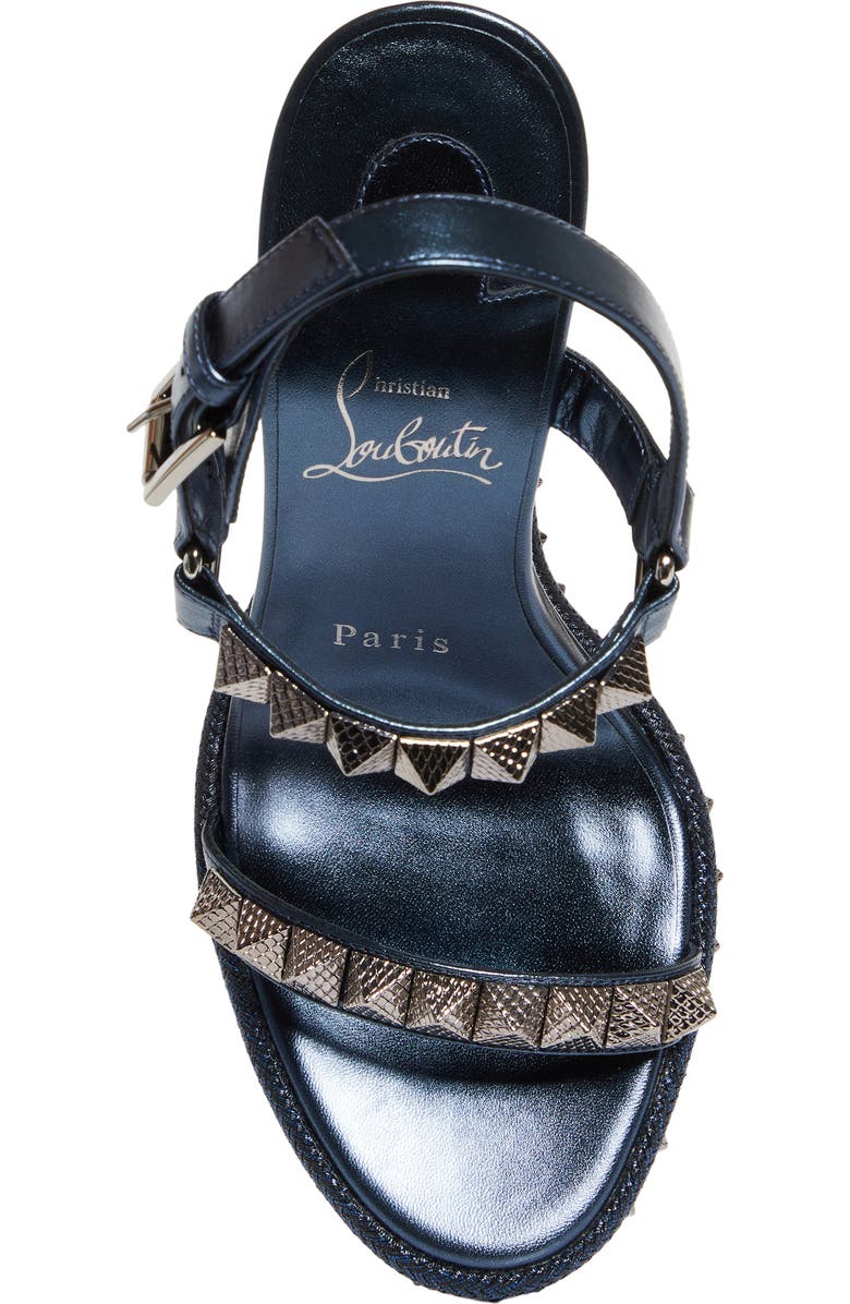 Christian Louboutin Pyraclou Wedge Sandal, Alternate, color, Last Night