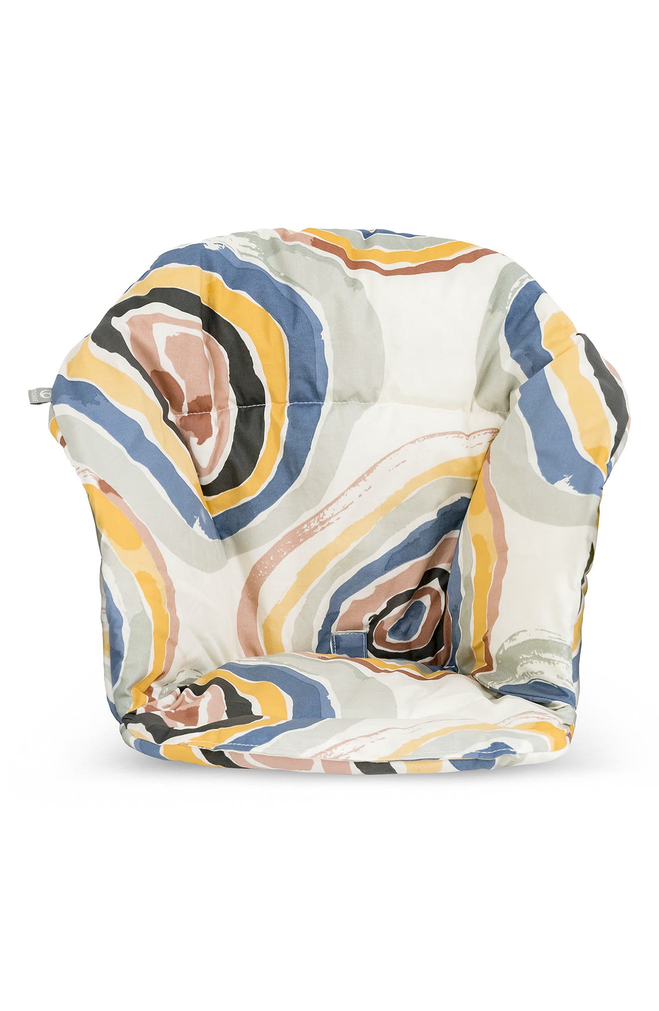 A multicolored bean bag chair