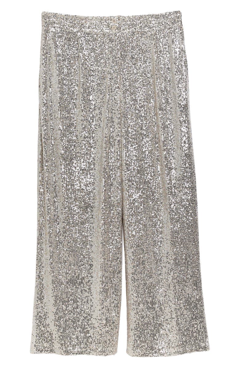 River Island Sequin Wide Leg Trousers, Alternate, color, 