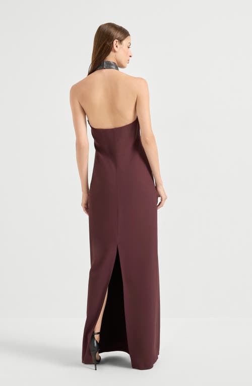 Brunello Cucinelli Halterneck Dress With Beaded Collar In Black