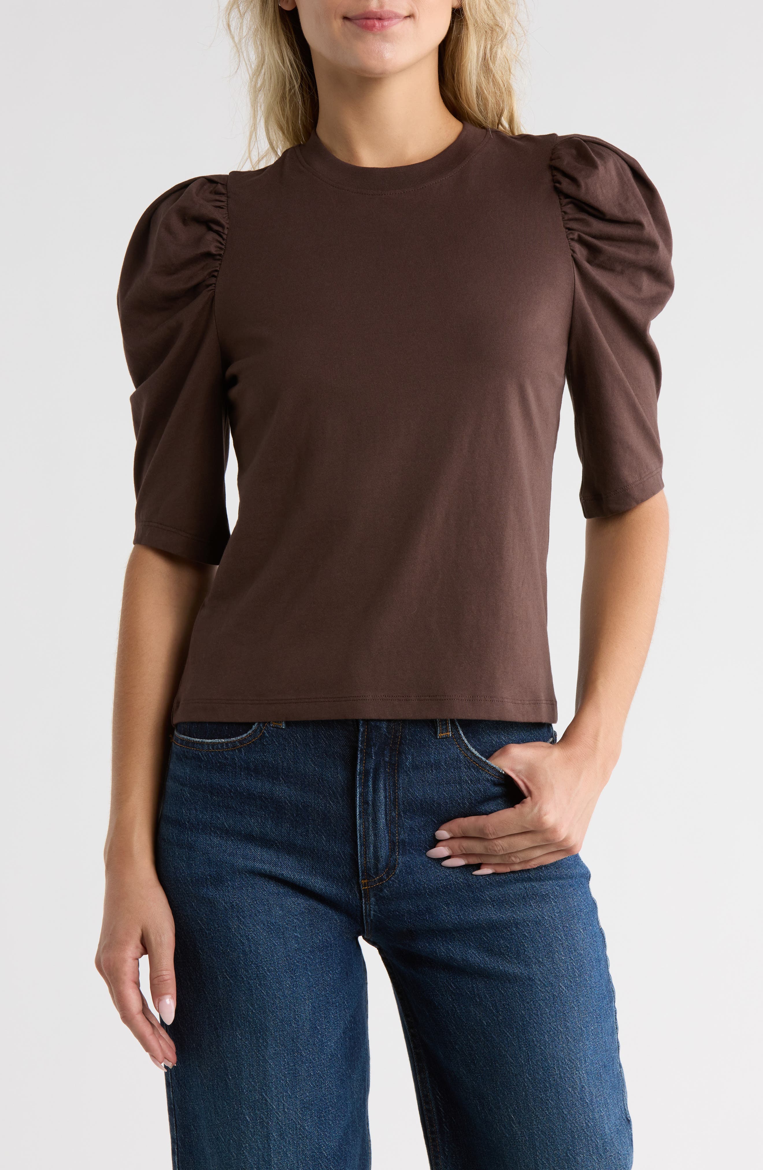 FRAME Puff Sleeve Jersey T-Shirt