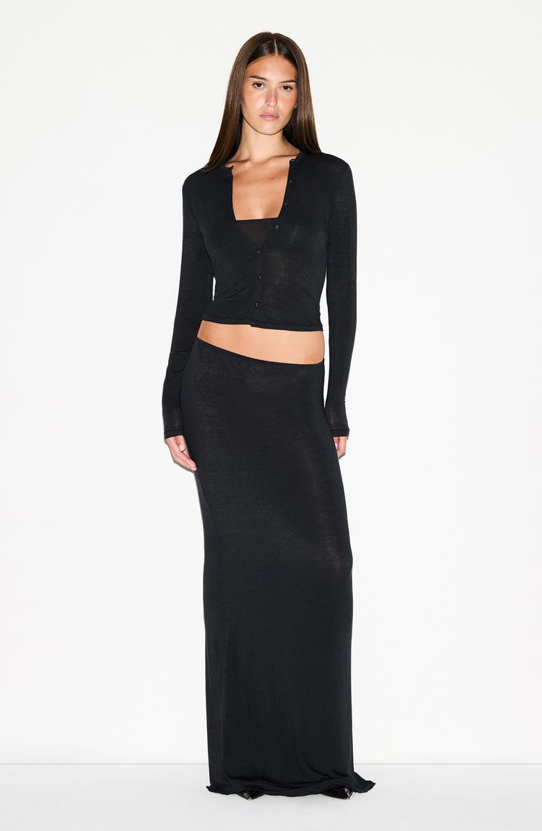 SKIMS Sheer Modal Blend Cardigan, Alternate, color, Onyx