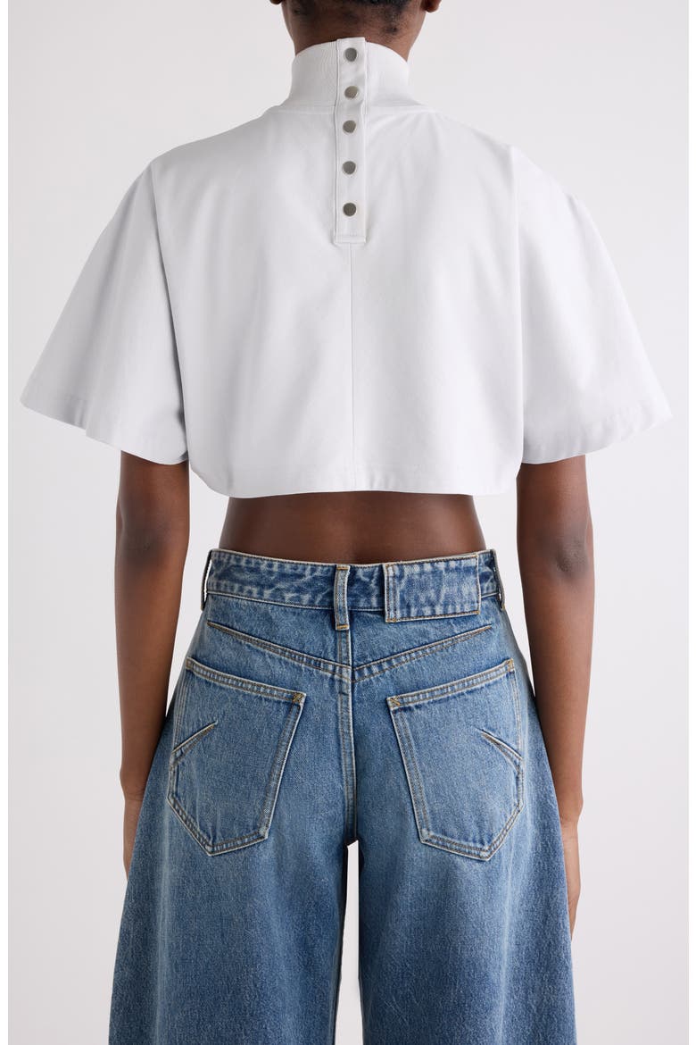 Mock Neck Cotton Jersey Crop Top, Alternate, color, GRIS PERLE