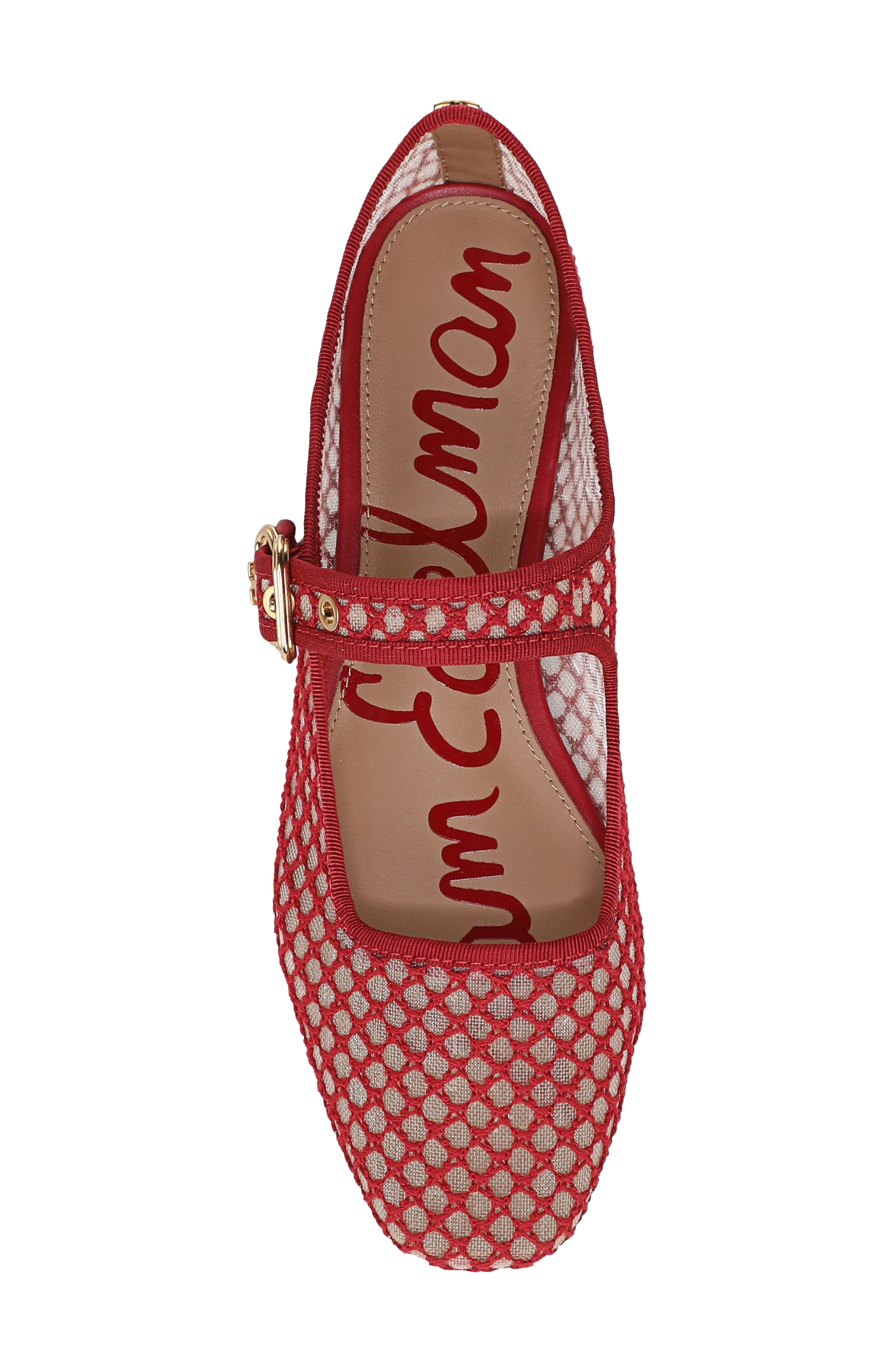 Michaela Mesh Flat, Alternate, color, DEEP SCARLET