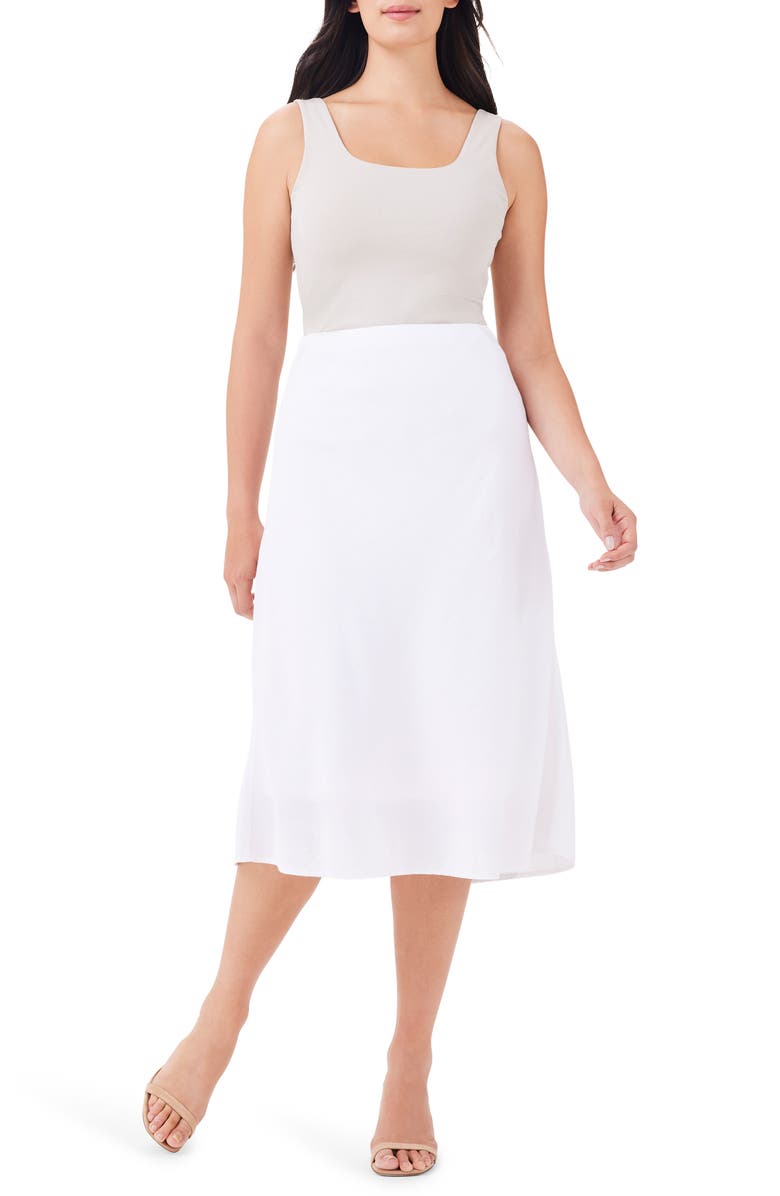NIC+ZOE Rumba Organic Linen Blend A-Line Skirt, Alternate, color, Paper White