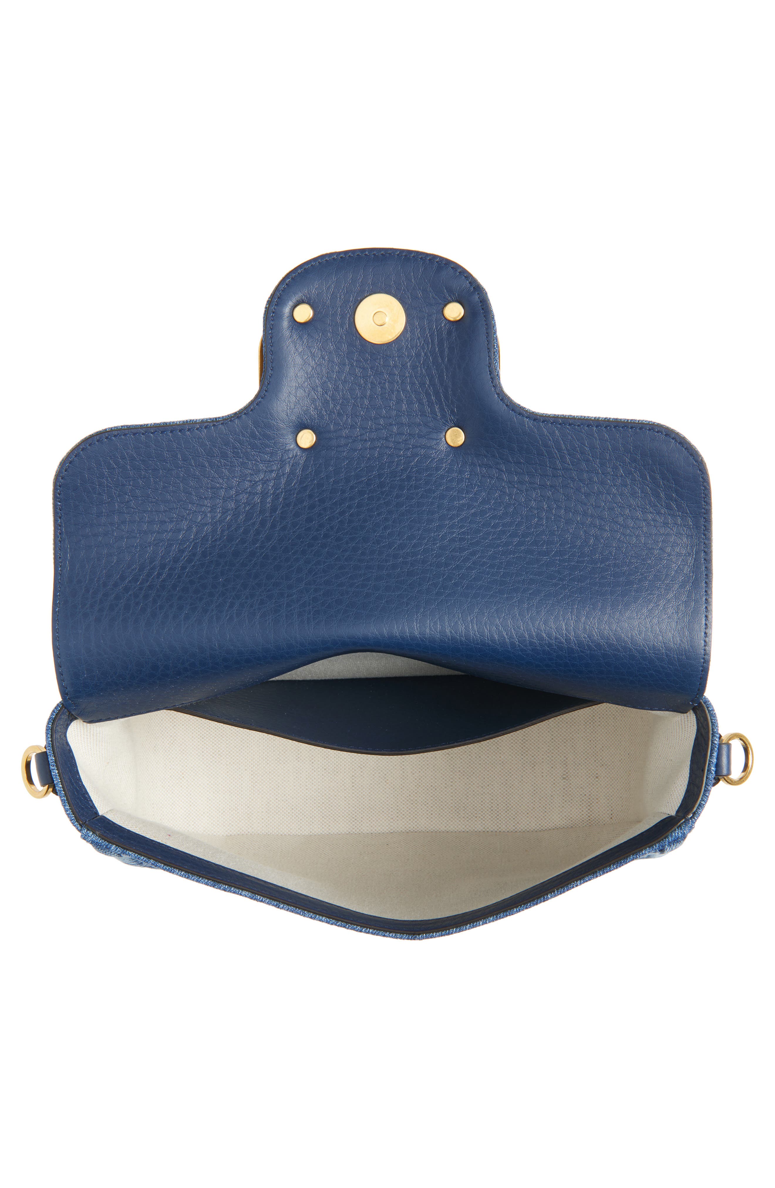 Valentino Garavani Alltime Denim Shoulder Bag, Alternate, color, Dark Denim