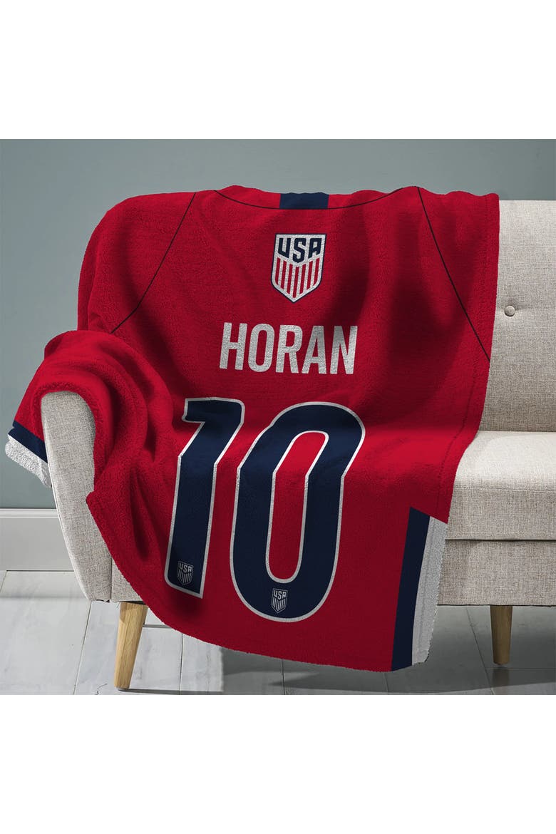 US Womens Soccer Lindsey Horan 60" x 80" Raschel Throw Blanket, Main, color, None