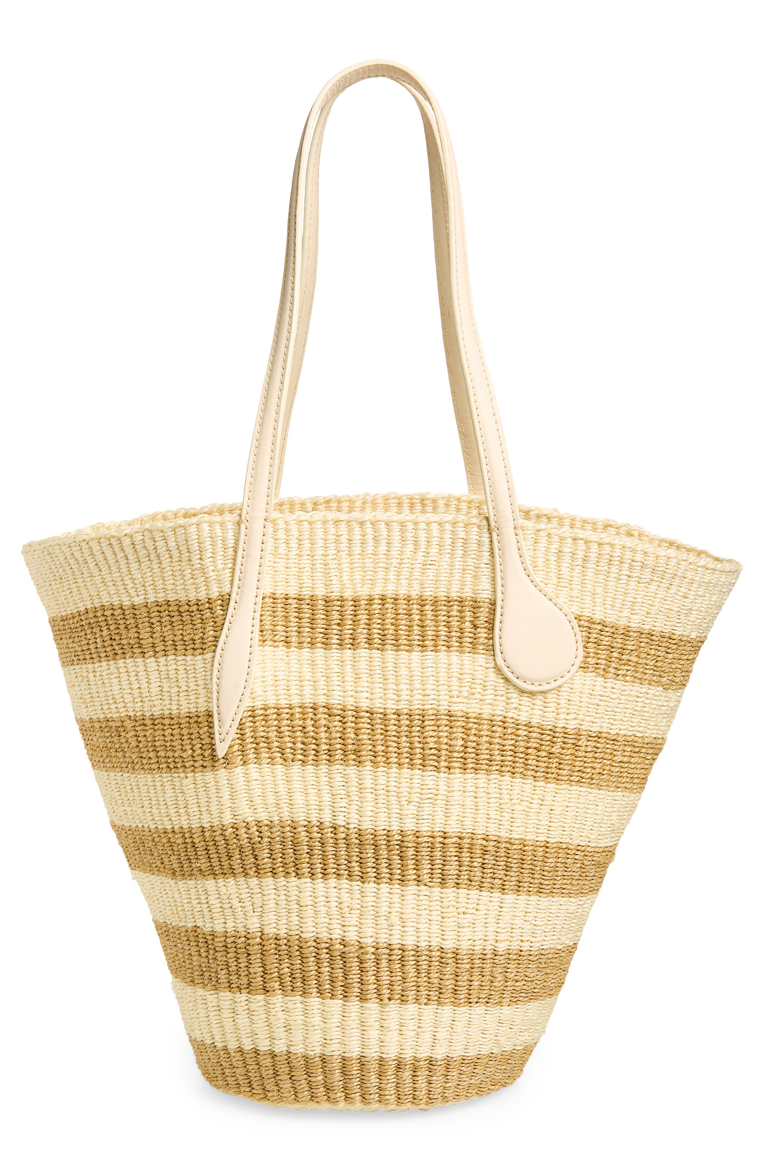 LIFFNER Straw Basket Tote, Alternate, color, Cream Beige Striped
