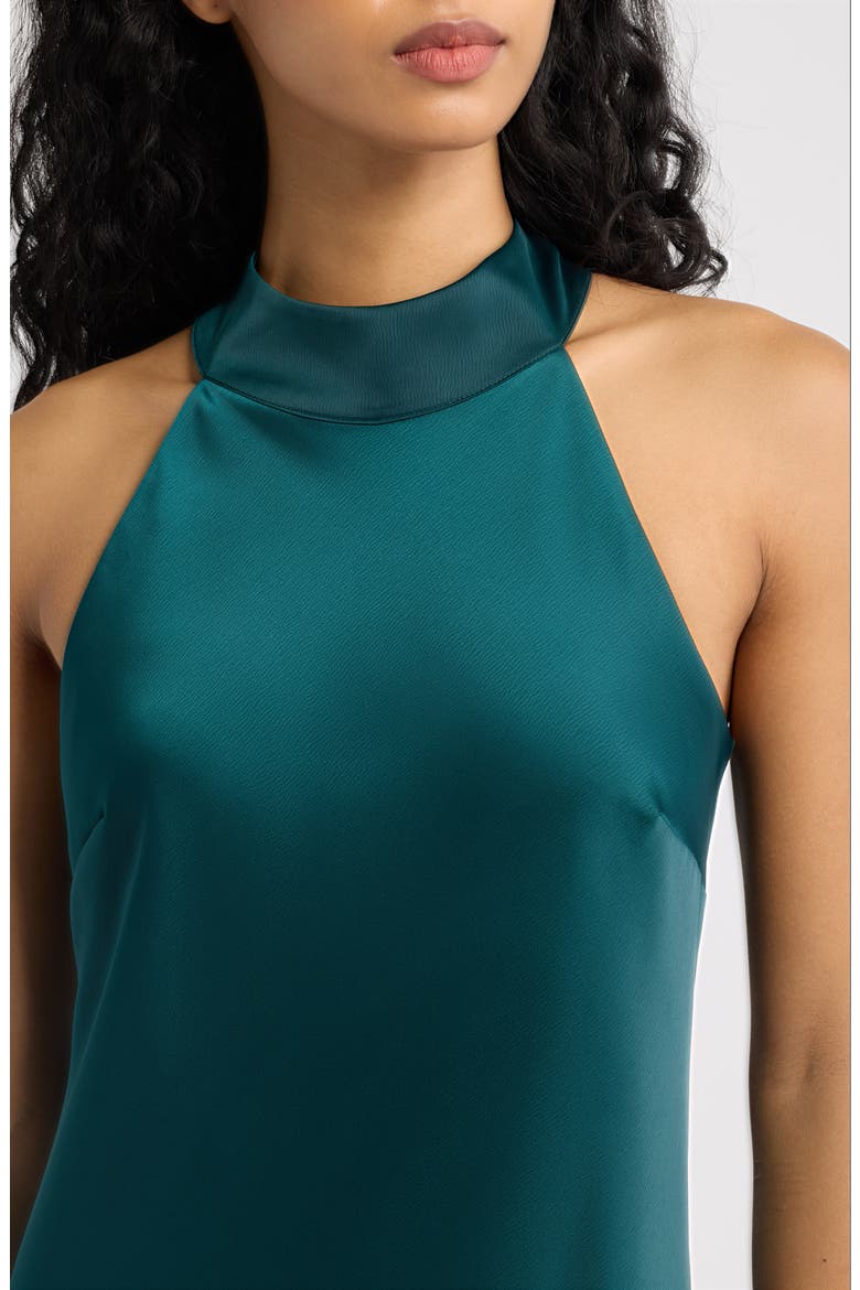 Violetta Matte Satin Gown, Alternate, color, PINE GREEN
