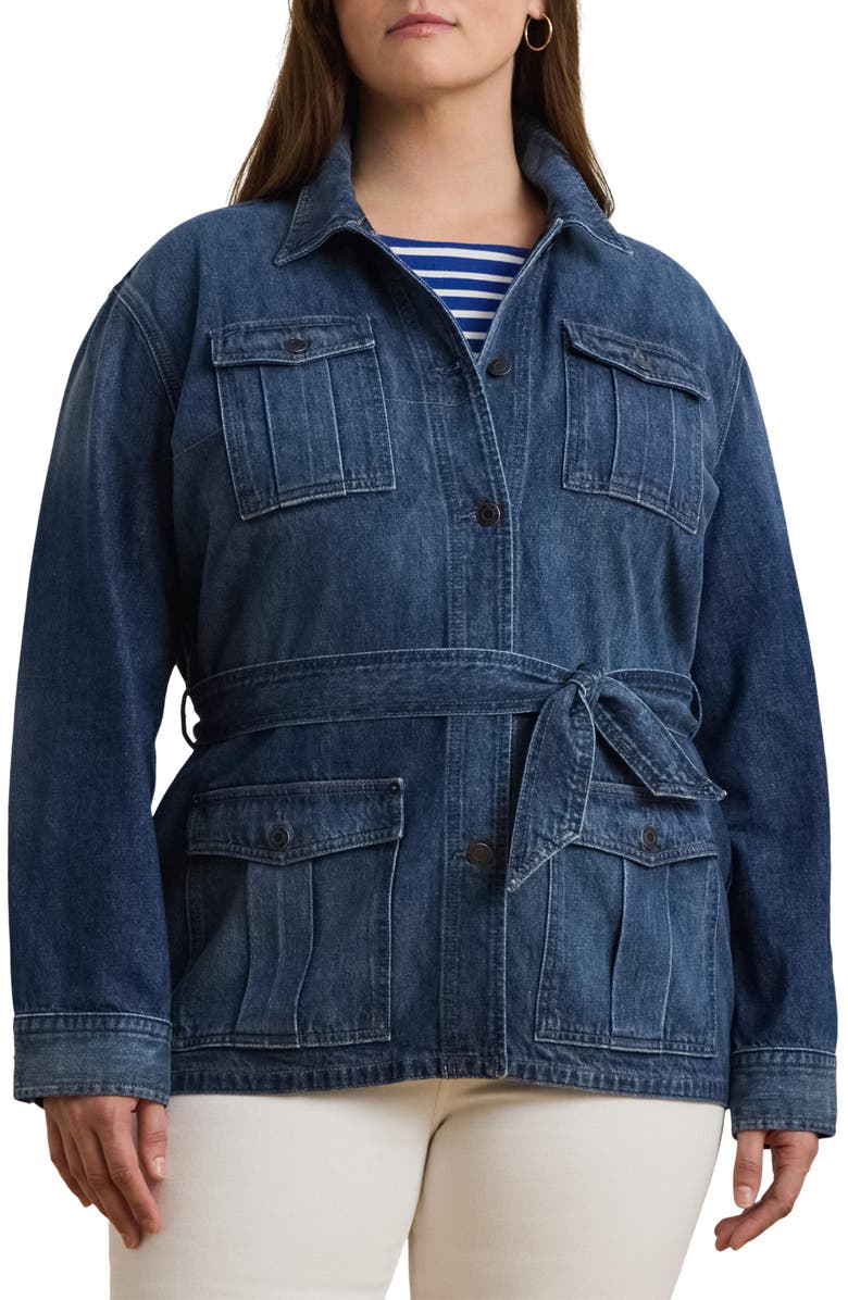 Lauren Ralph Lauren Belted Denim Chore Jacket, Main, color, 