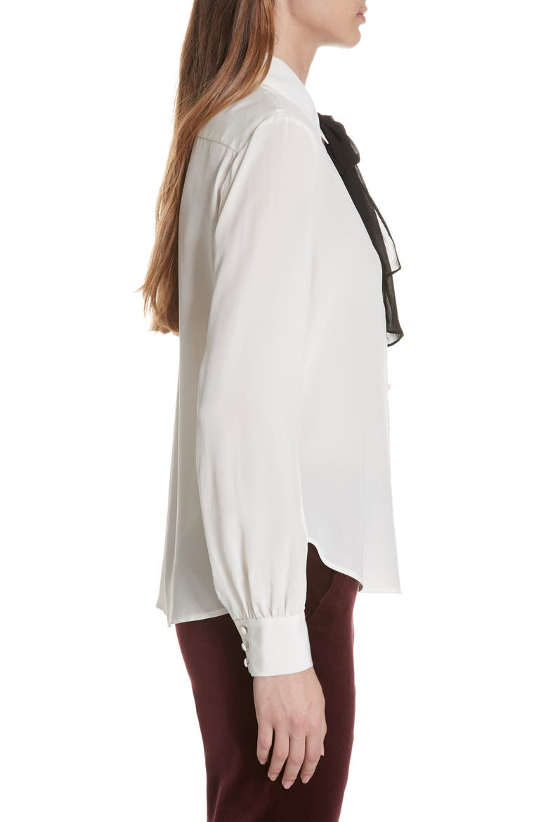 Tie Neck Silk Blouse, Alternate, color, OFF WHITE
