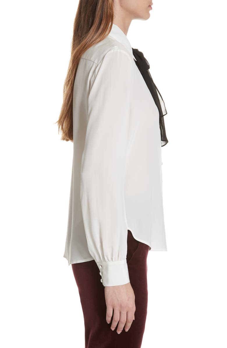 FRAME Tie Neck Silk Blouse, Alternate, color,