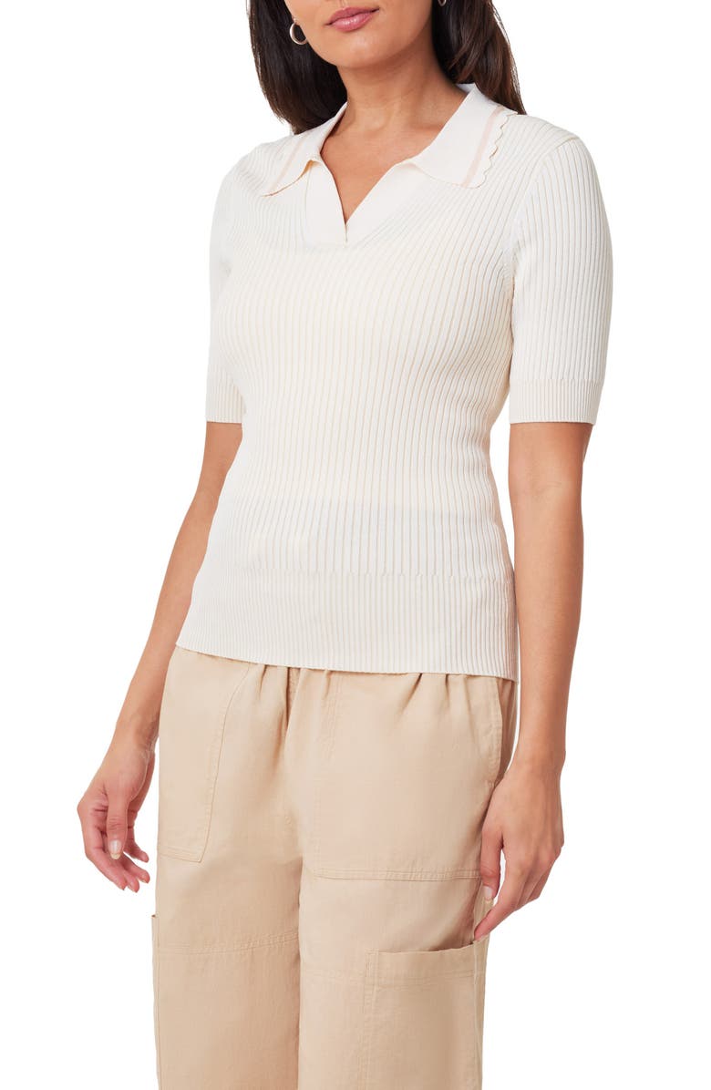 Scotch & Soda Short Sleeve Rib Polo Sweater, Alternate, color, Soft Ice