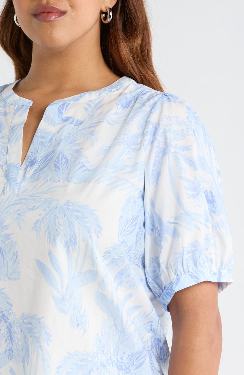 SUGARLIPS Poly Leaf Neli Puff Sleeve Cotton Top, Alternate, color, Blues-Wht-Mul