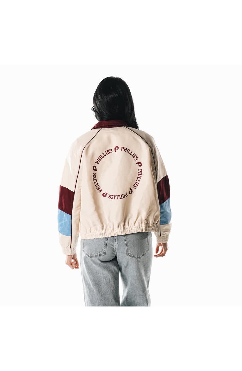THE WILD COLLECTIVE Women's The Wild Collective Cream Philadelphia Phillies Color-Block Full-Zip Track Jacket, Alternate, color, 