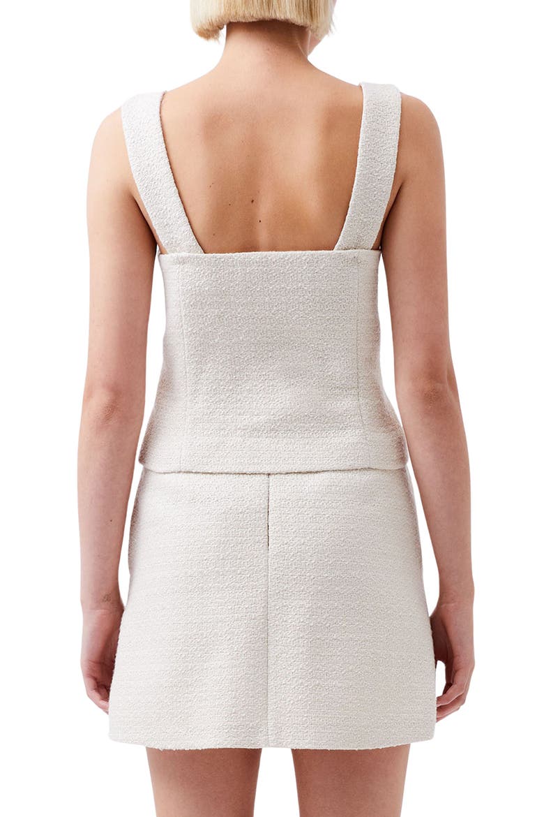 Imitation Pearl Square Neck Tweed Button-Up Top, Alternate, color, CLASSIC CREAM