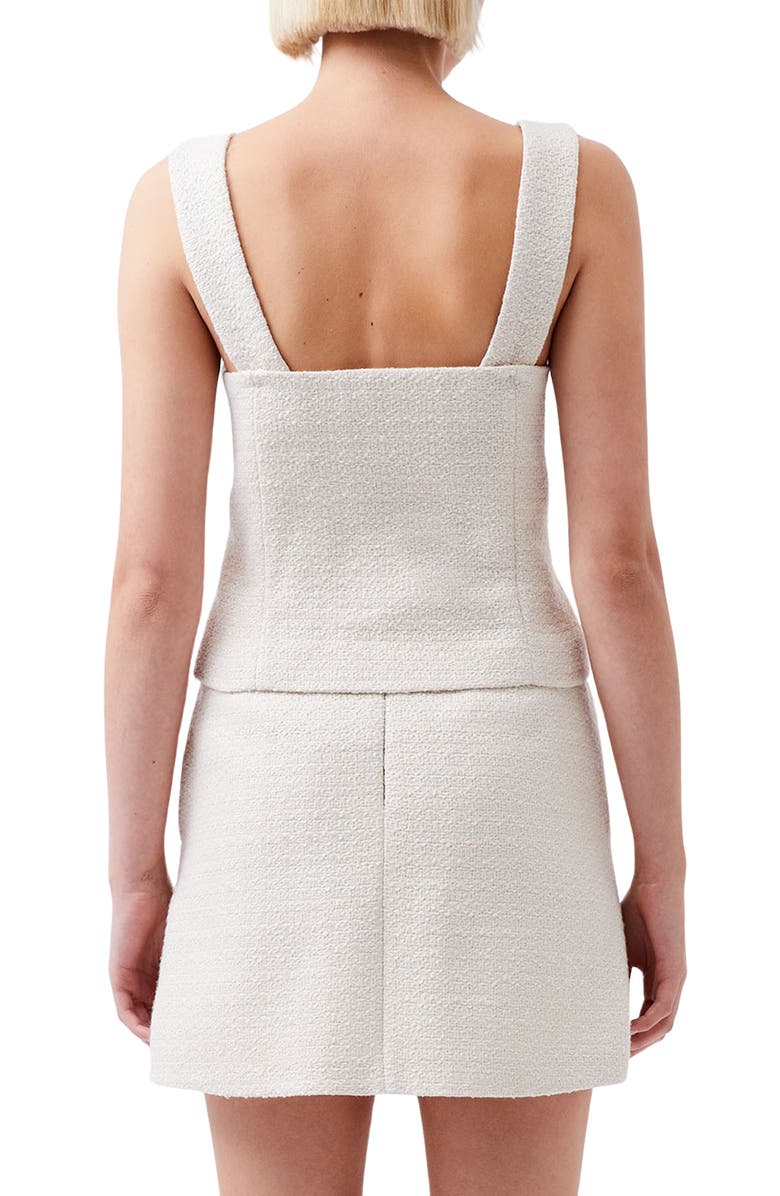 French Connection Imitation Pearl Square Neck Tweed Button-Up Top, Alternate, color, 