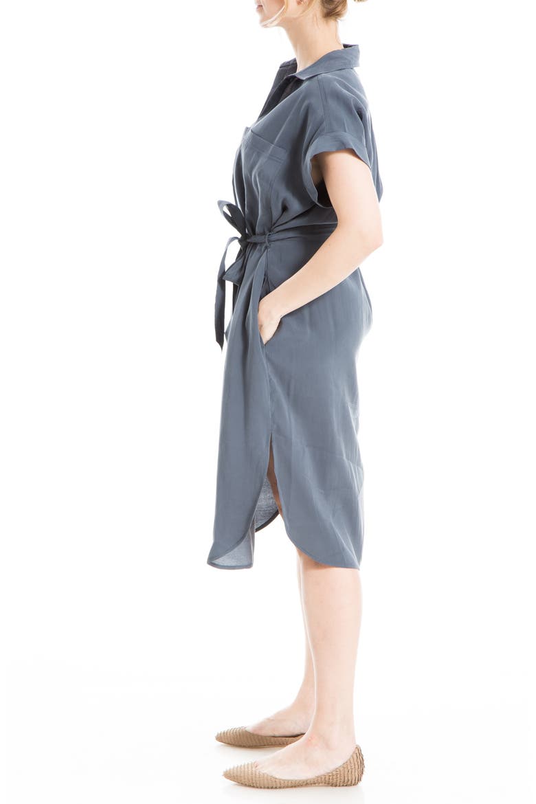 V-Neck Cuffed Sleeve Shirtdress, Alternate, color, OMBRE