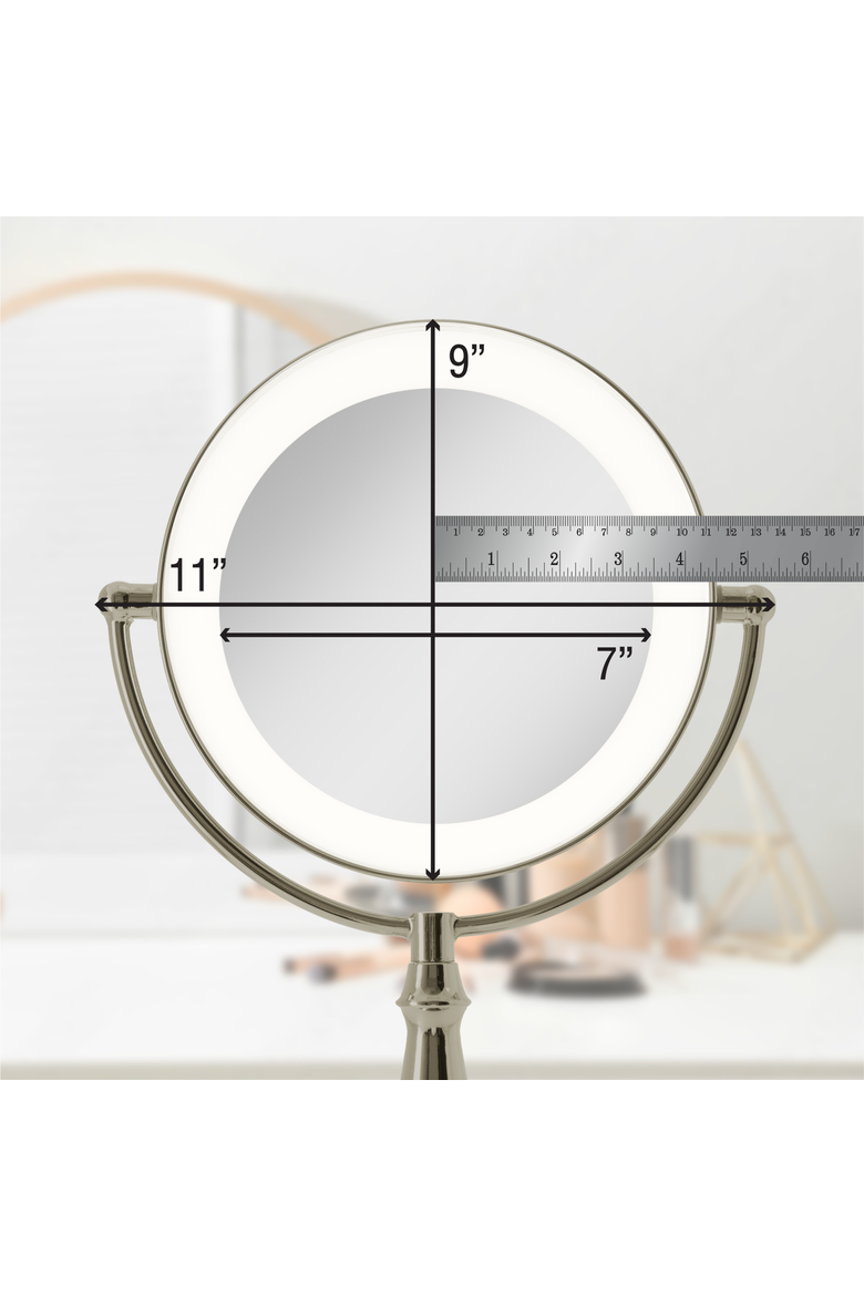 Lighted Makeup Mirror with 10X/1X Magnification & Touch Base Controls, Alternate, color, Polished Nickel
