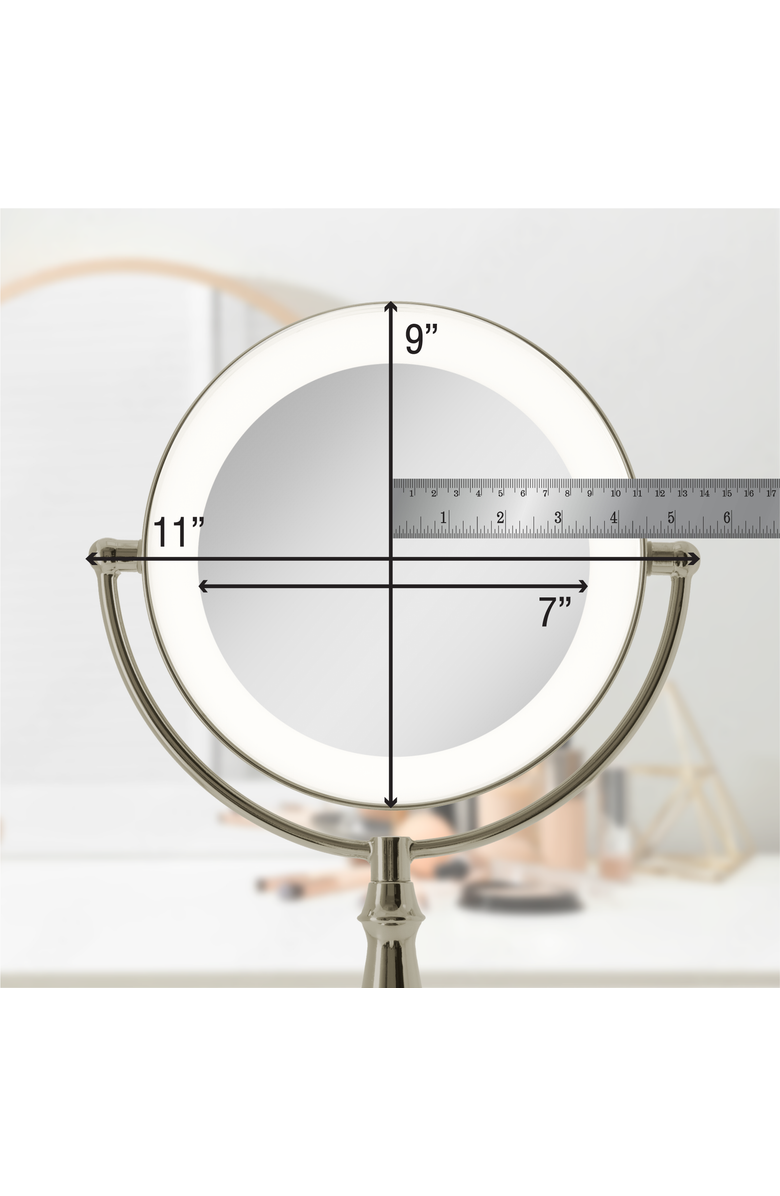 Zadro Lighted Makeup Mirror with 10X/1X Magnification & Touch Base Controls, Alternate, color, Polished Nickel
