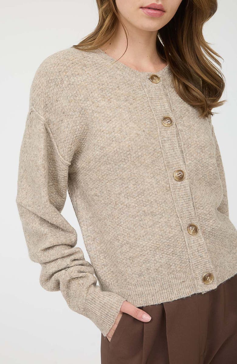 Blu Pepper Crewneck Button Down Cardigan, Alternate, color, Khaki