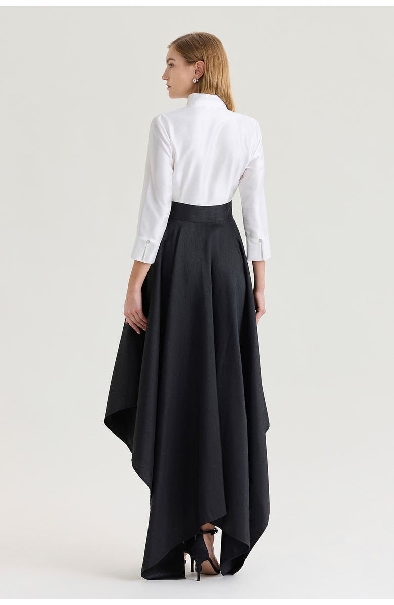 Ming Wang x Family Savvy Fit-N-Flare Tie-Waist Woven Maxi Dress, Alternate, color, Black/White