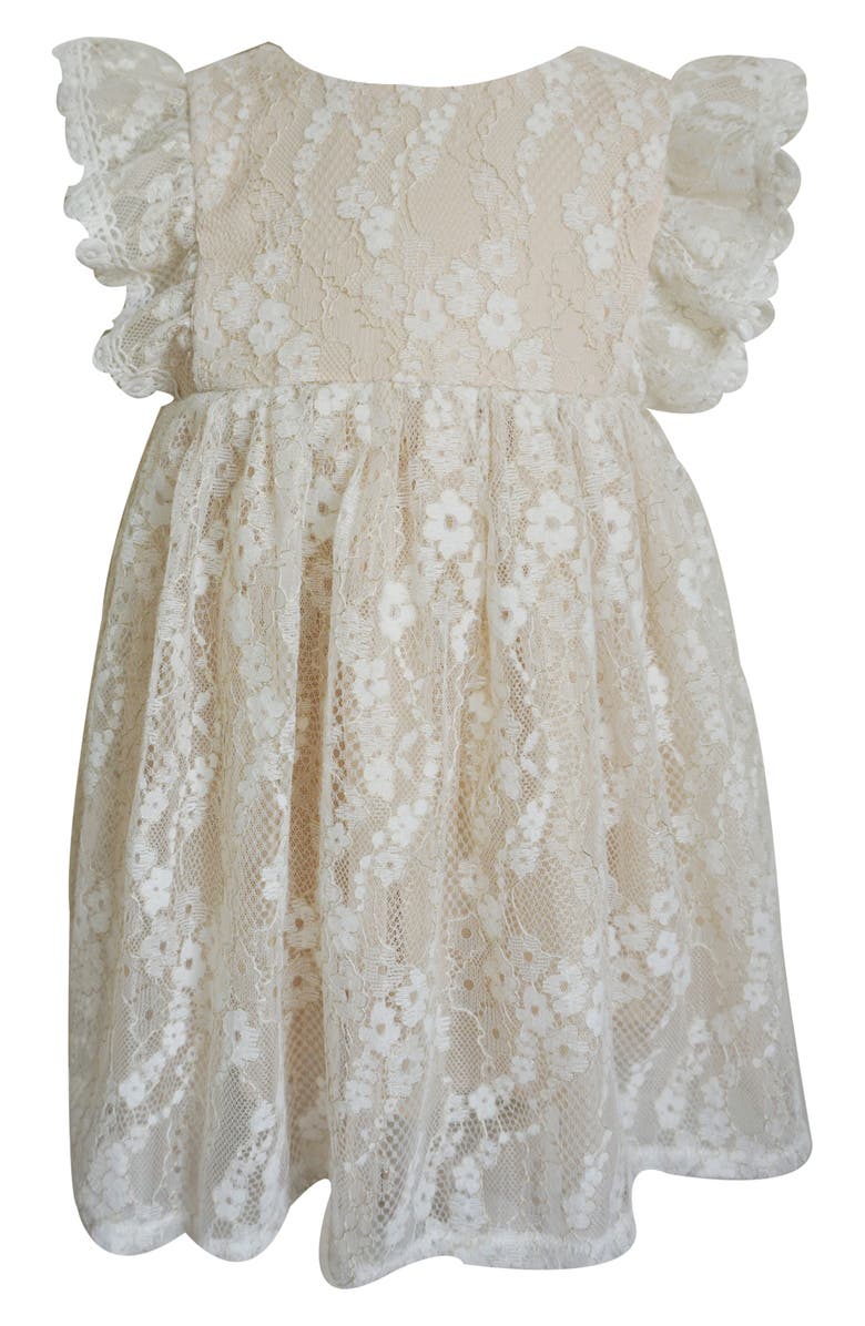 Popatu Ruffle Floral Lace Dress, Main, color, Ivory