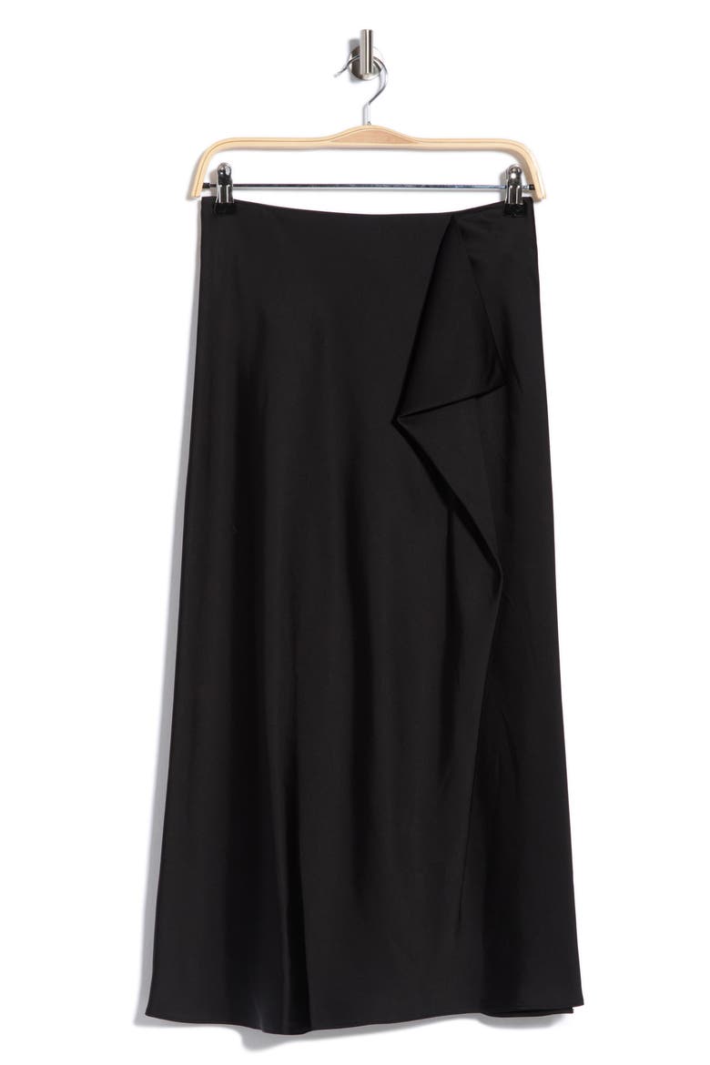 Blaine Ruffle Satin Maxi Skirt, Alternate, color, BLACK
