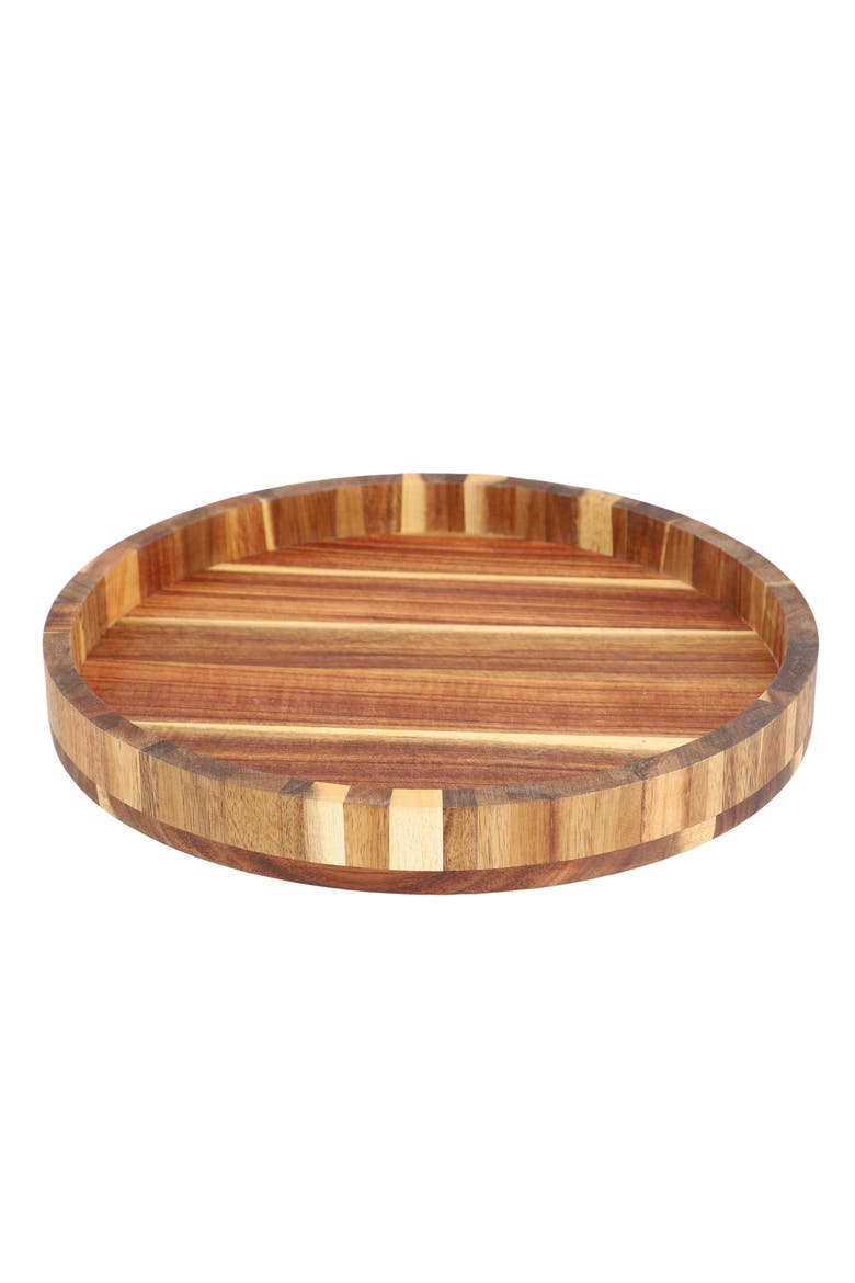 13 Inch Acacia Wood Lazy Susan Tray, Alternate, color, Acacia