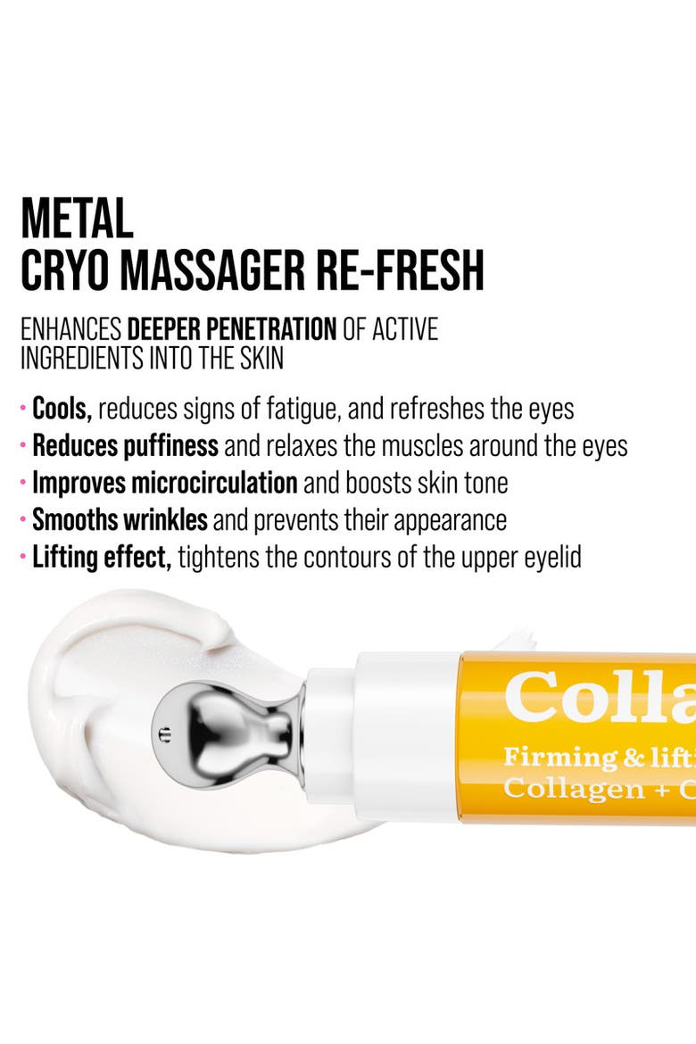 Eye Cream with Collagen for Firming and Lifting effect with Cooling Metal Applicator, Alternate, color, white