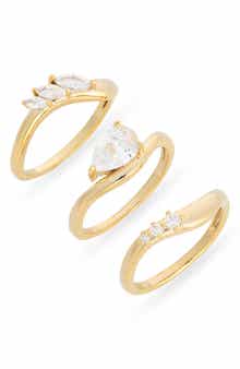 Set of 3 Cubic Zirconia Wavy Rings
