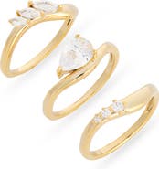 NORDSTROM RACK Set of 3 Cubic Zirconia Wavy Rings