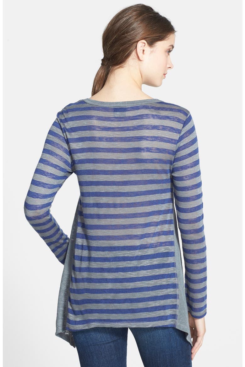 Stripe Shark Bite Hem Top, Alternate, color, NAVY/ GREY